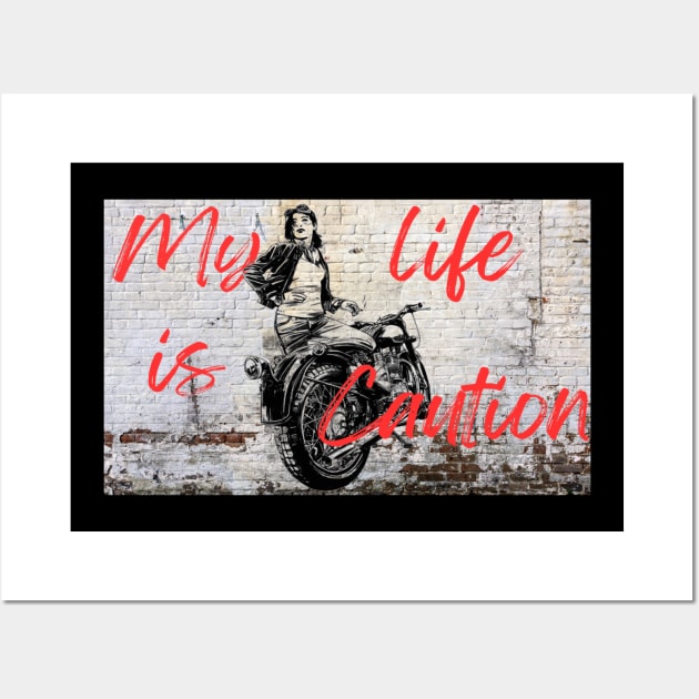 Girl biker painted on a wall Wall Art by TeeProDesigns